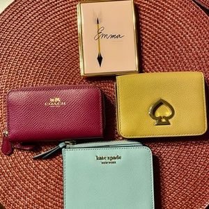2 small Kate Spade Wallet/1 Small Coach/1 Kate Spade Credit Card Holder Bundle